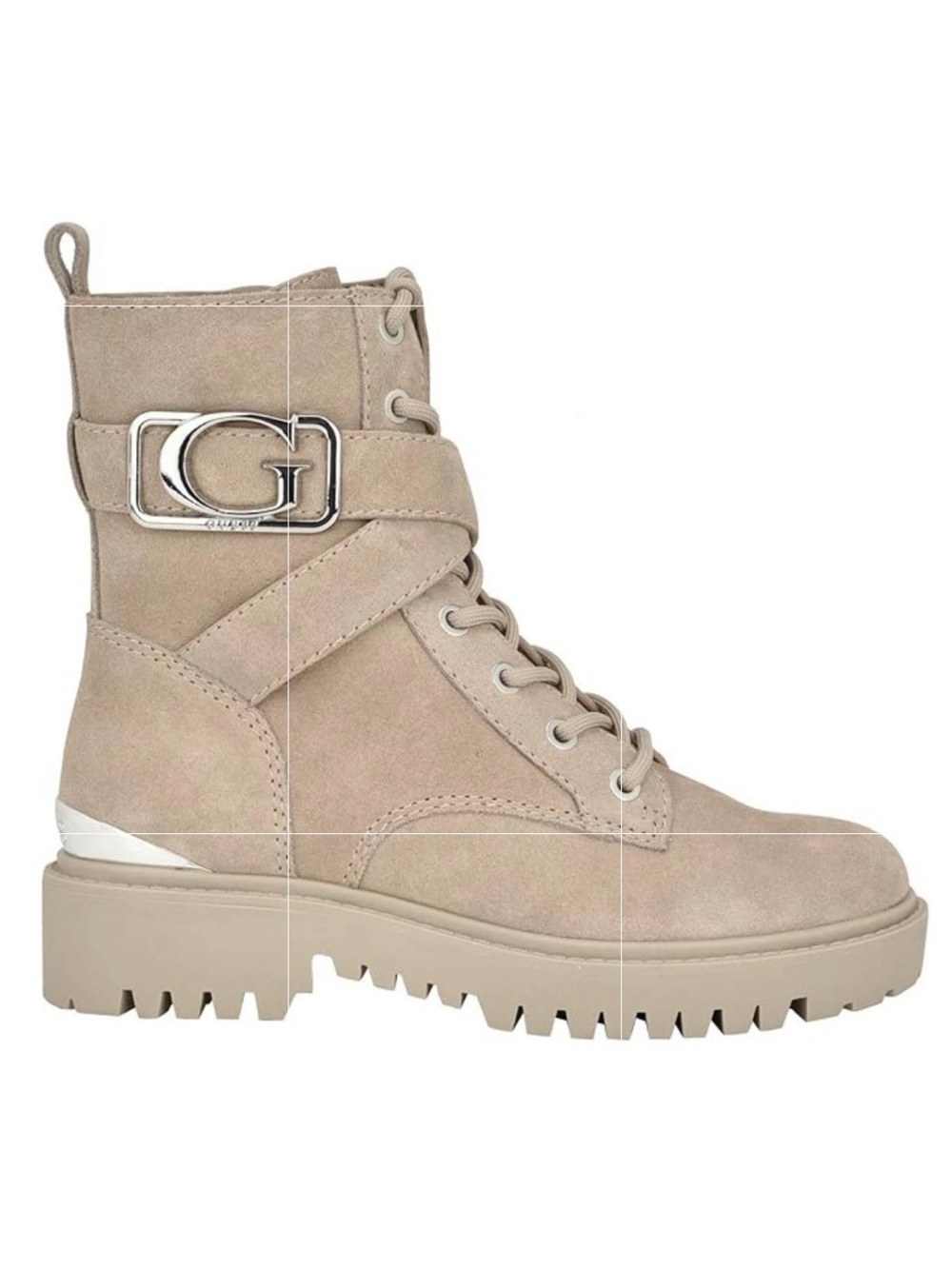 Women's Guess Tan Suede Lace-Up Combat Boots SZ 9 M